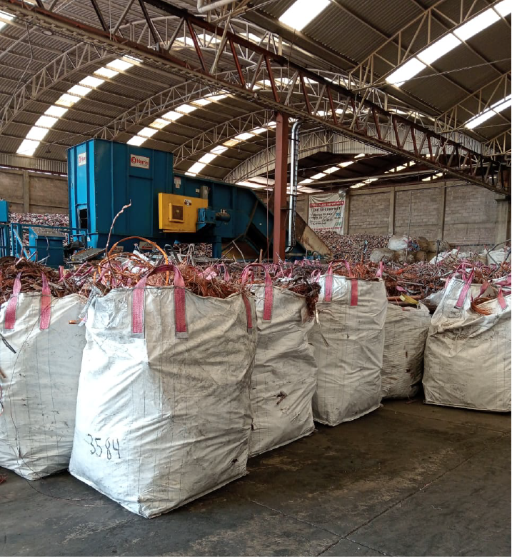 Metal recycling warehouse interior
